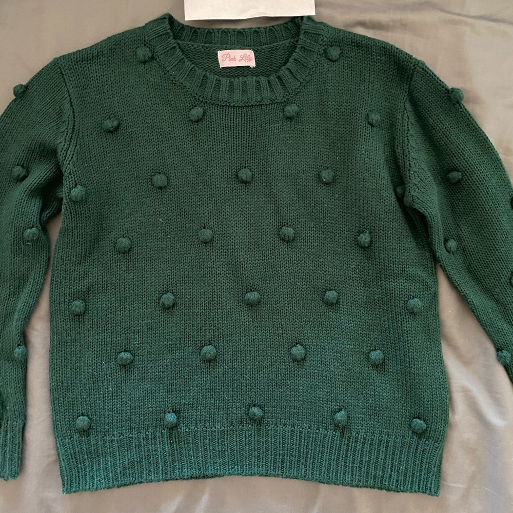 Forest green Pom sweater